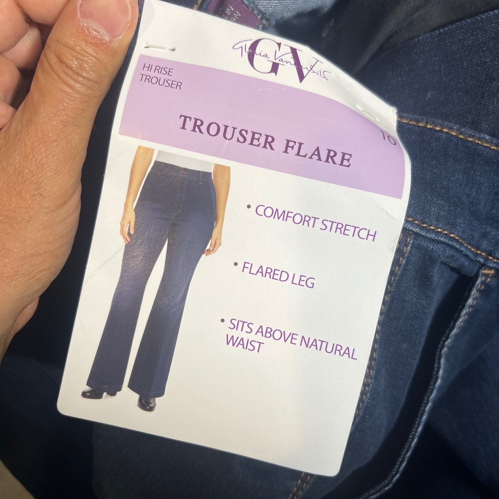 Gloria Vanderbilt Womens Hi Rise Trouser Flare Jeans Indigo Blue Size 10 NWT - Picture 8 of 10